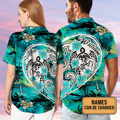 Aloha Turle Couple Custom Name Matching Hawaiian Shirt Personalizedwitch For Couple
