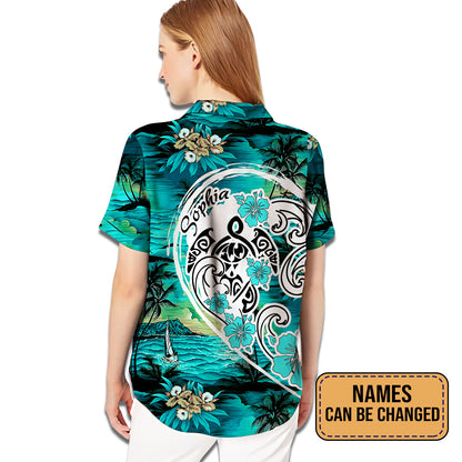 Aloha Turle Couple Custom Name Matching Hawaiian Shirt Personalizedwitch For Couple