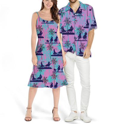 Cowboy Couple Shadow Tropical Leaf Matching Hawaiian Outfit Personalizedwitch