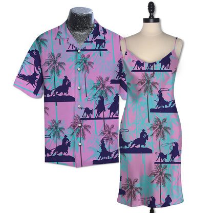 Cowboy Couple Shadow Tropical Leaf Matching Hawaiian Outfit Personalizedwitch