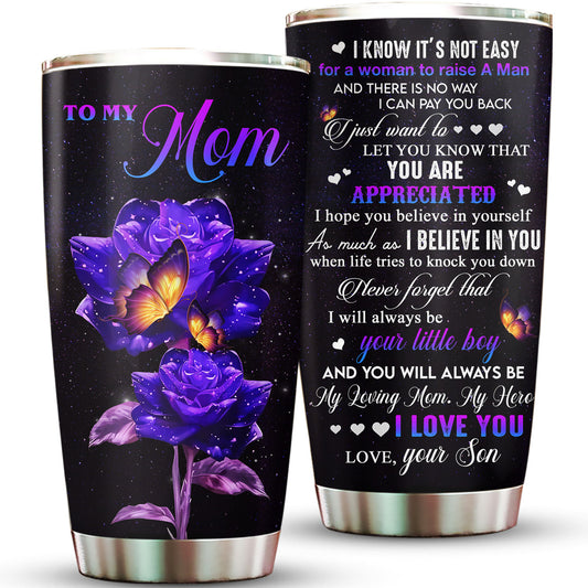 I Love You Mom Roses Butterfly 20Oz Tumbler