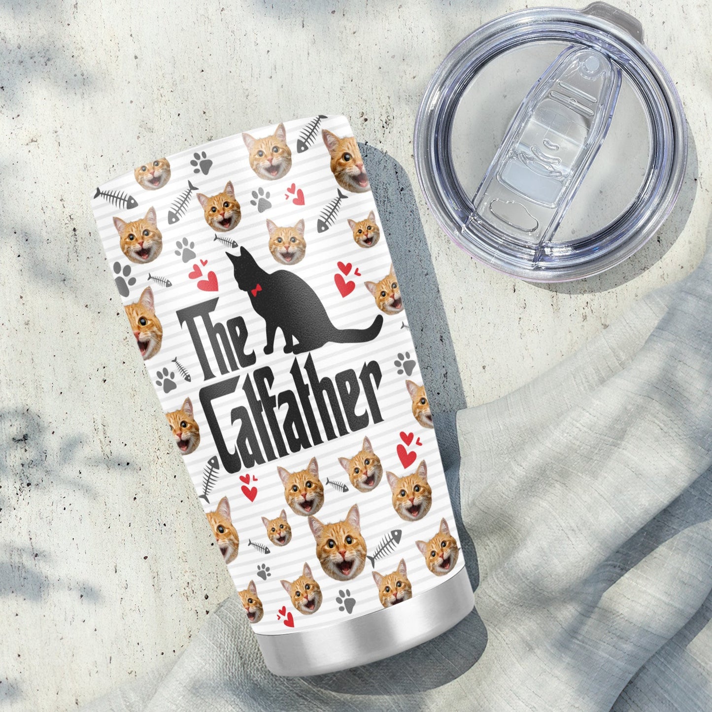 The Cat Father Cat Dad Personalized Cat Photo 20Oz Tumbler
