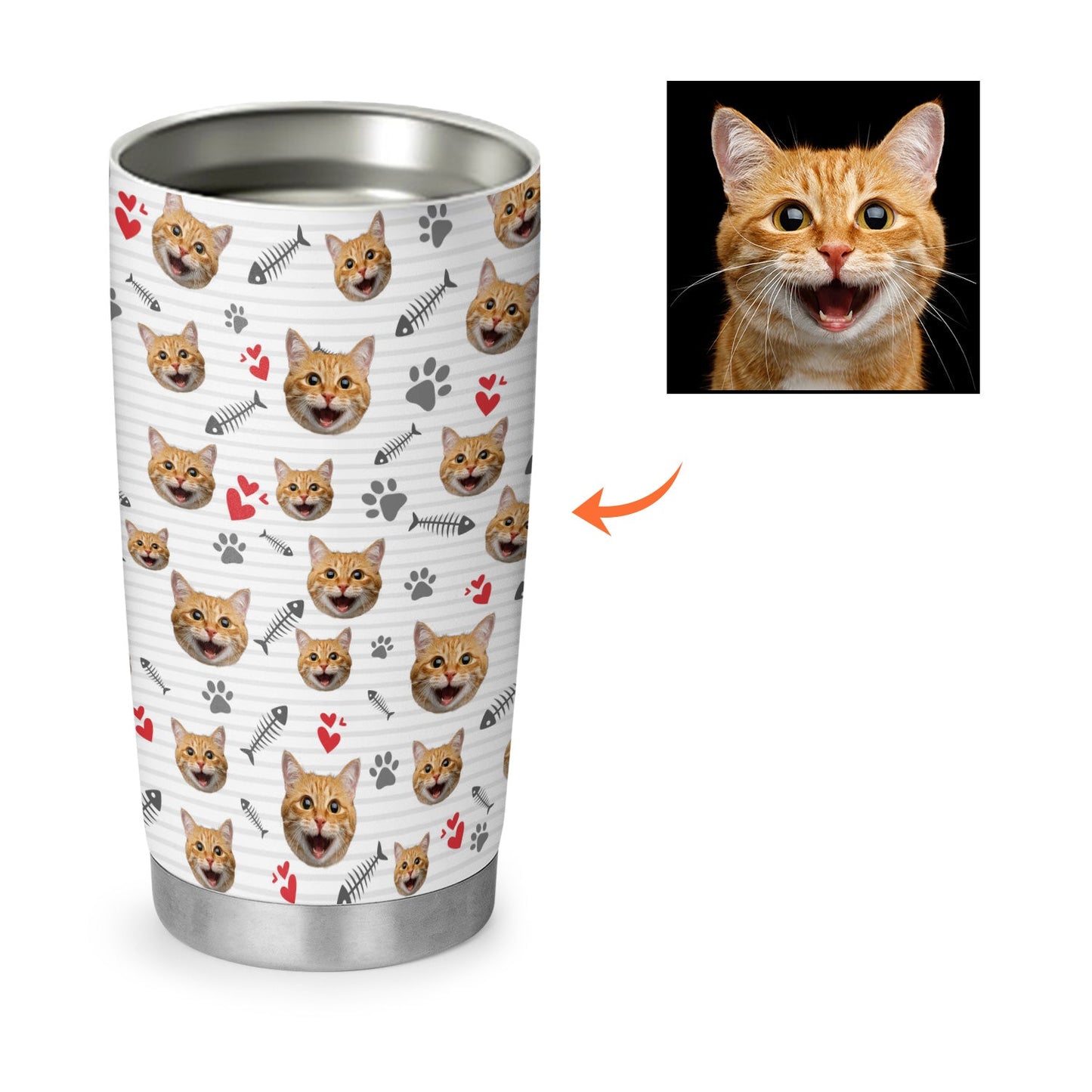 The Cat Father Cat Dad Personalized Cat Photo 20Oz Tumbler