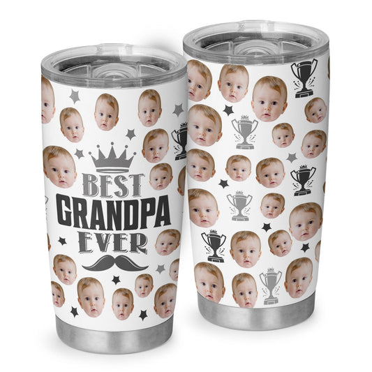 Best Grandpa Ever Fathers Day Personalized Photo 20Oz Tumbler