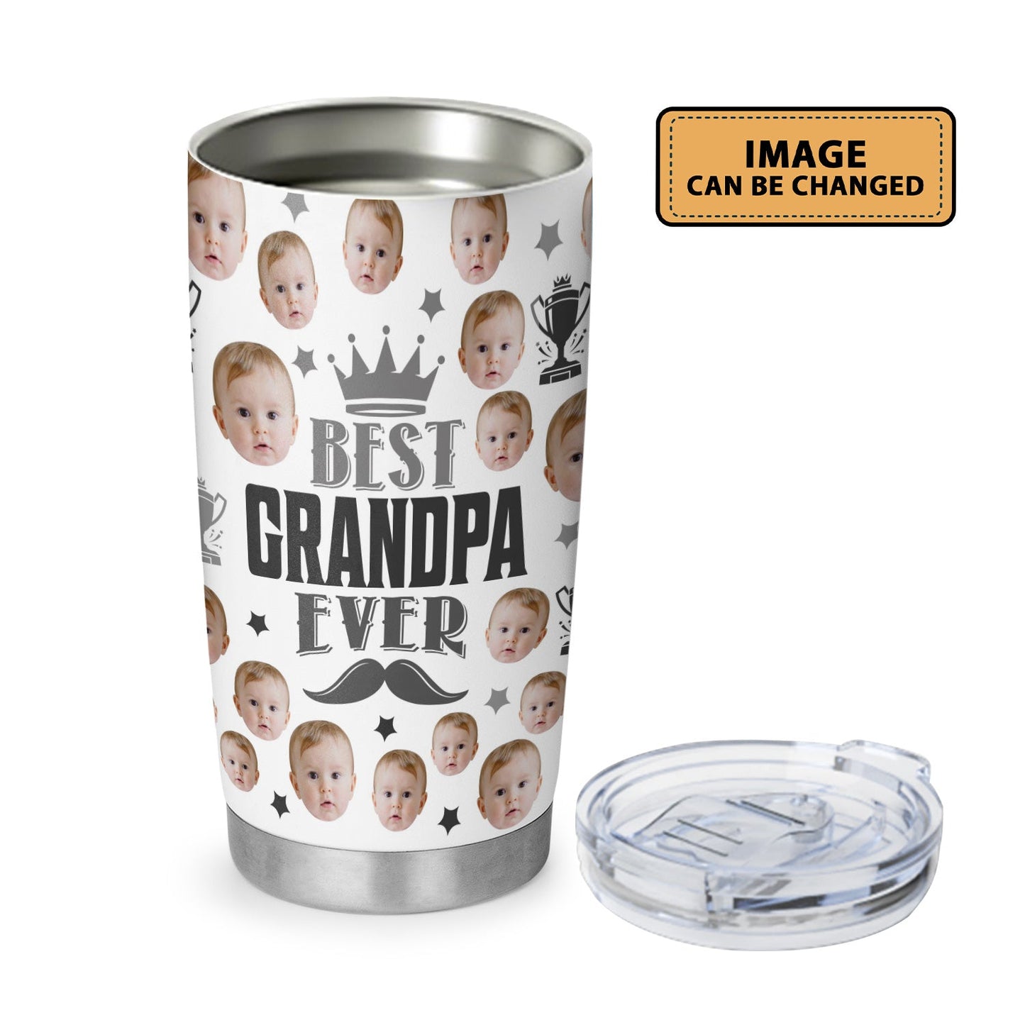 Best Grandpa Ever Fathers Day Personalized Photo 20Oz Tumbler