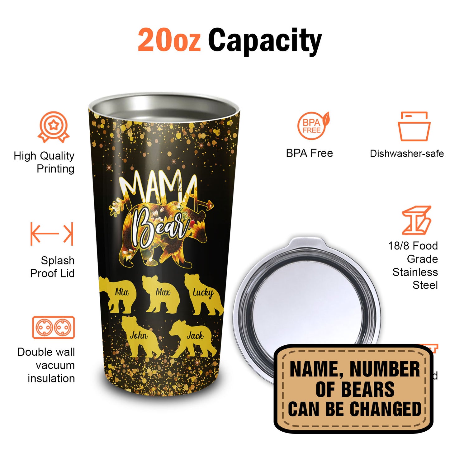 Mama Bear Tumbler Personalized 20Oz Tumbler