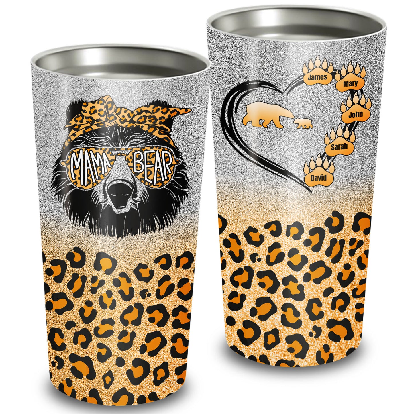 Leopard Tumbler | Personalized Glitter Tumbler | Tumbler with Name |  Personalize
