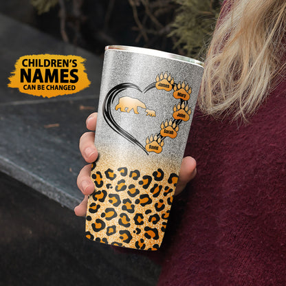 Mama Bear Glitter Leopard Custom Name 20Oz Tumbler
