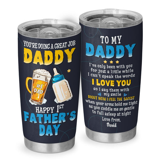 Personalized 1St Fathers Day Gifts For New Dads Tumbler 20Oz Gifts From Baby