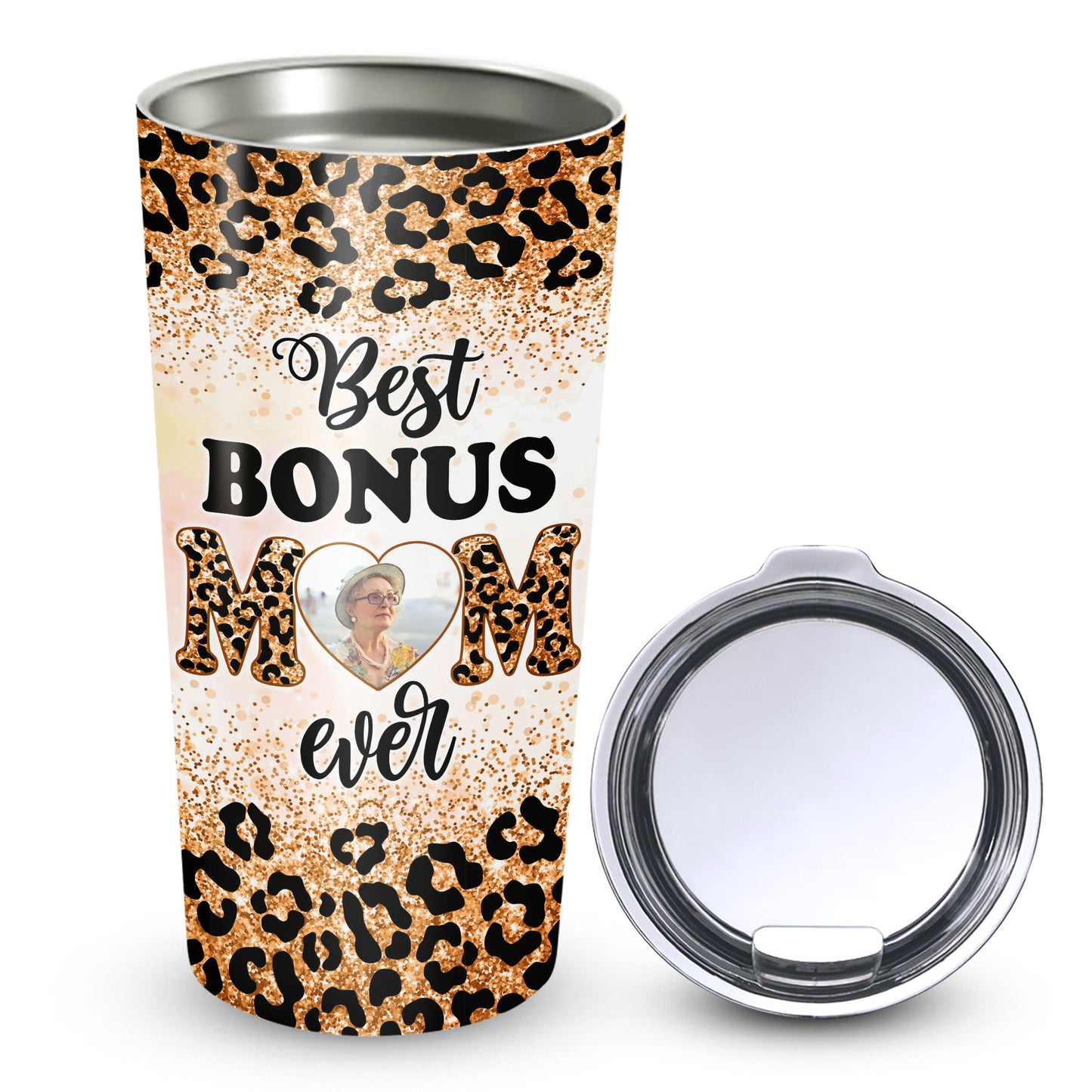 Best Bonus Mom Ever Leopard Pattern Custom Image 20Oz Tumbler