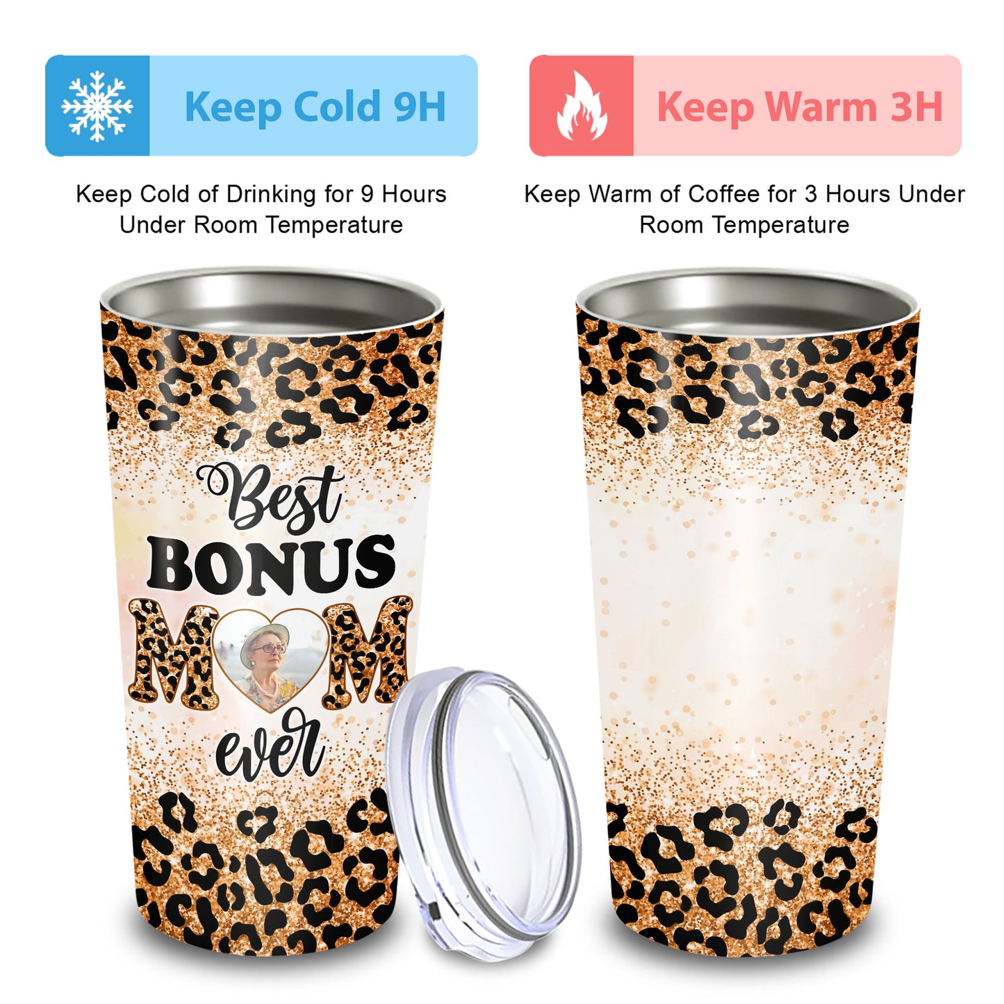 Best Bonus Mom Ever Leopard Pattern Custom Image 20Oz Tumbler