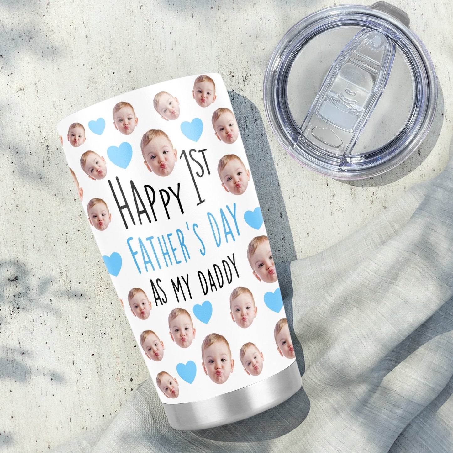 Happy 1St Fathers Day As My Daddy Personalized Photo 20Oz Tumbler