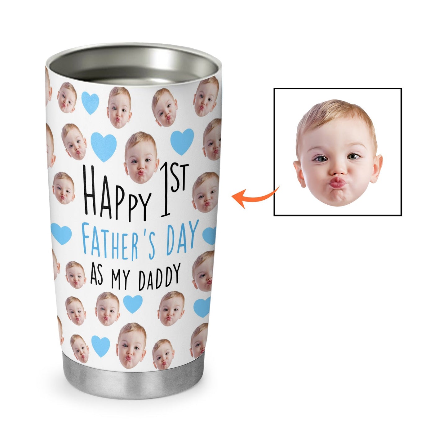 Happy 1St Fathers Day As My Daddy Personalized Photo 20Oz Tumbler