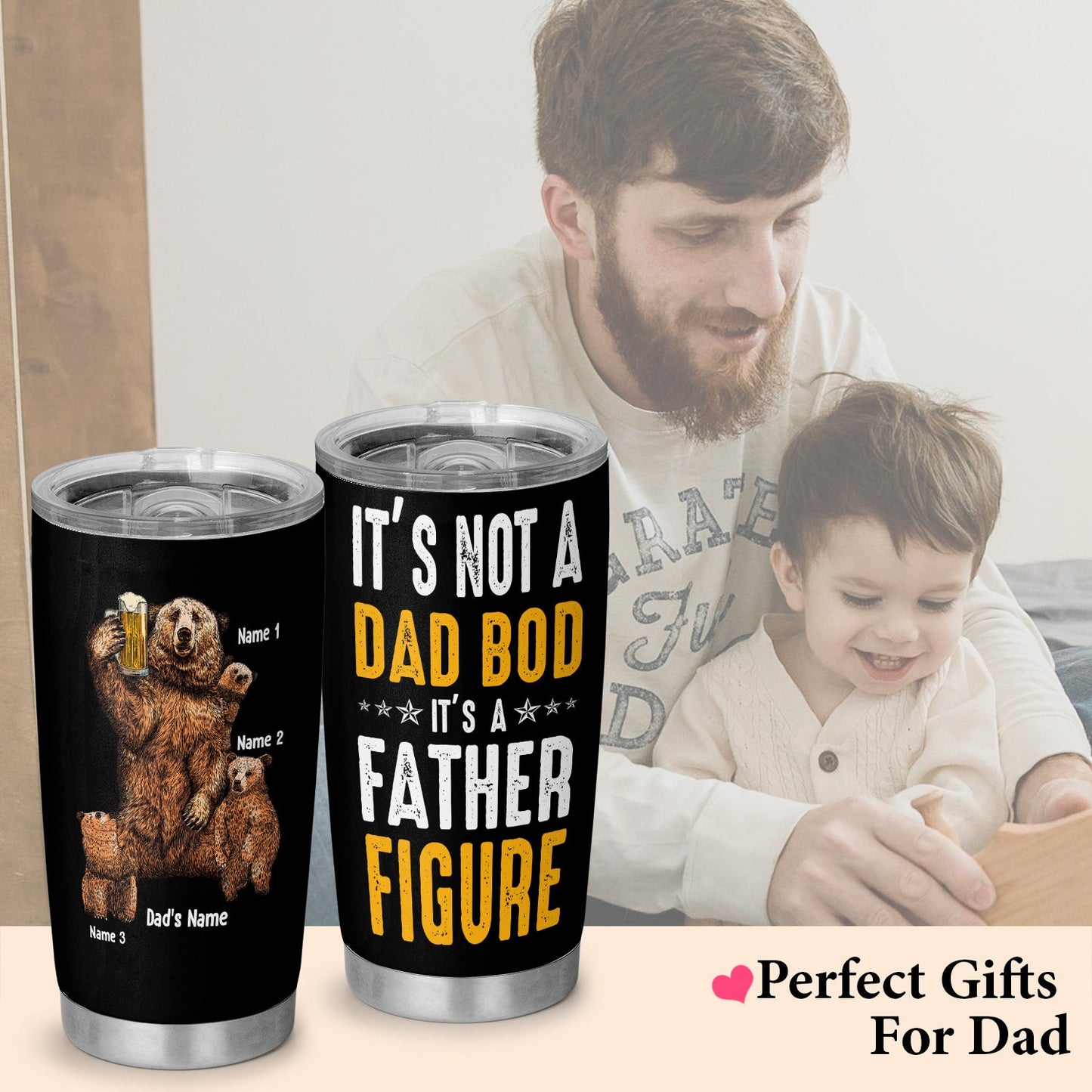 Dad Bod Daddy Papa Bear And Cubs Personalized 20Oz Tumbler