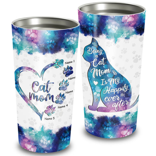 Being A Cat Mom Is My Happily Ever After Custom Name 20Oz Tumbler