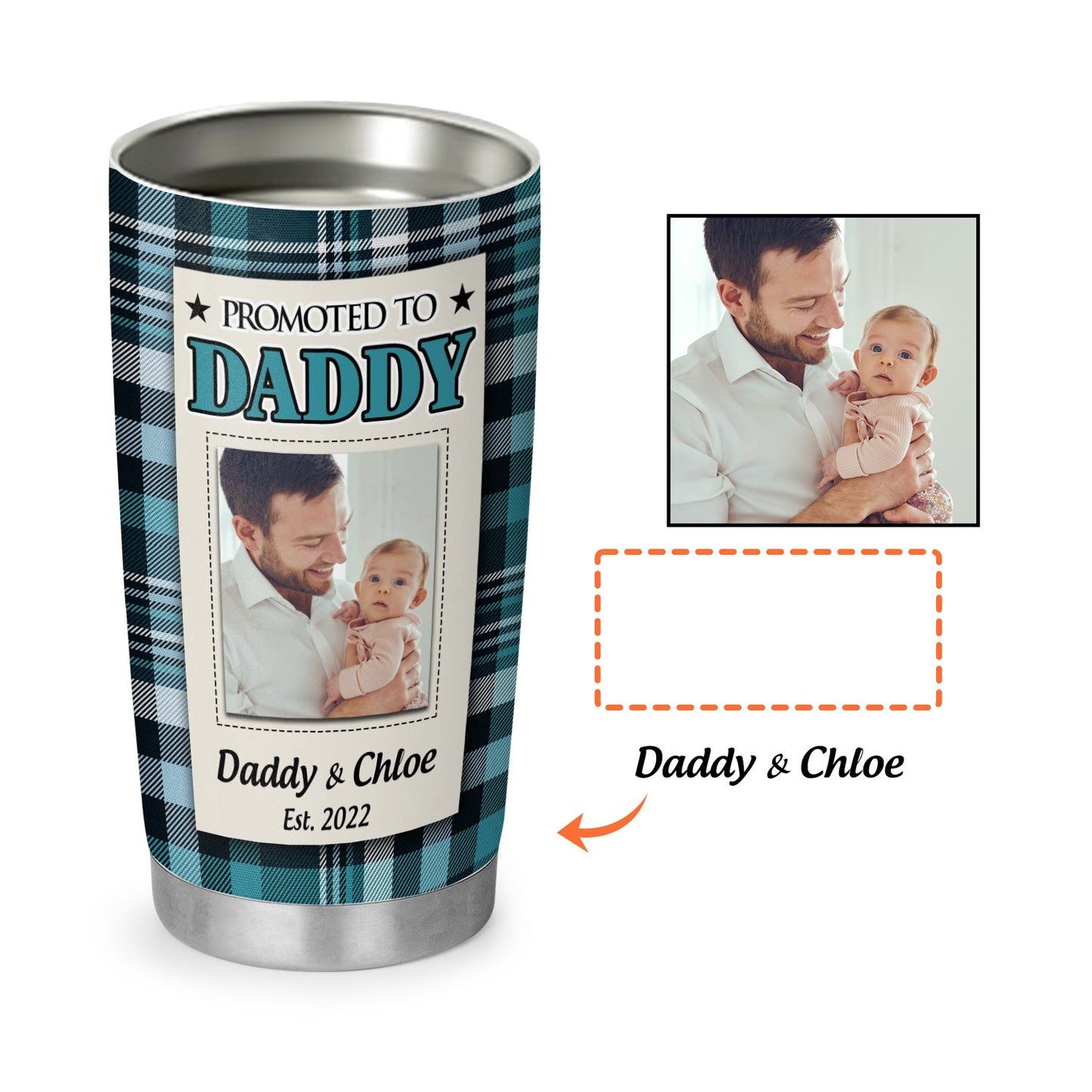 Promoted To Daddy First Time New Dad Personalized 20Oz Tumbler