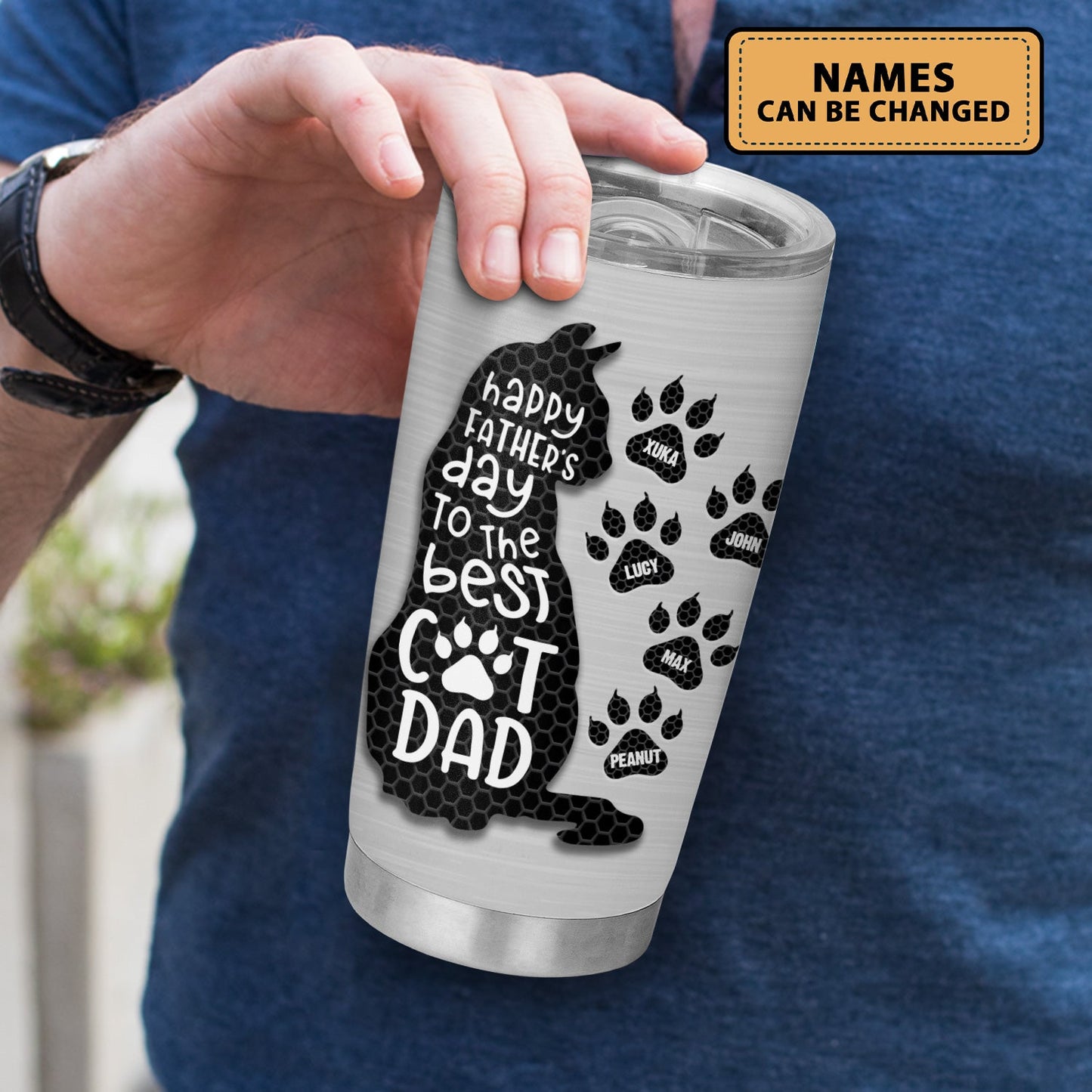 Happy Fathers Day To The Best Cat Dad Personalized Cat 20Oz Tumbler