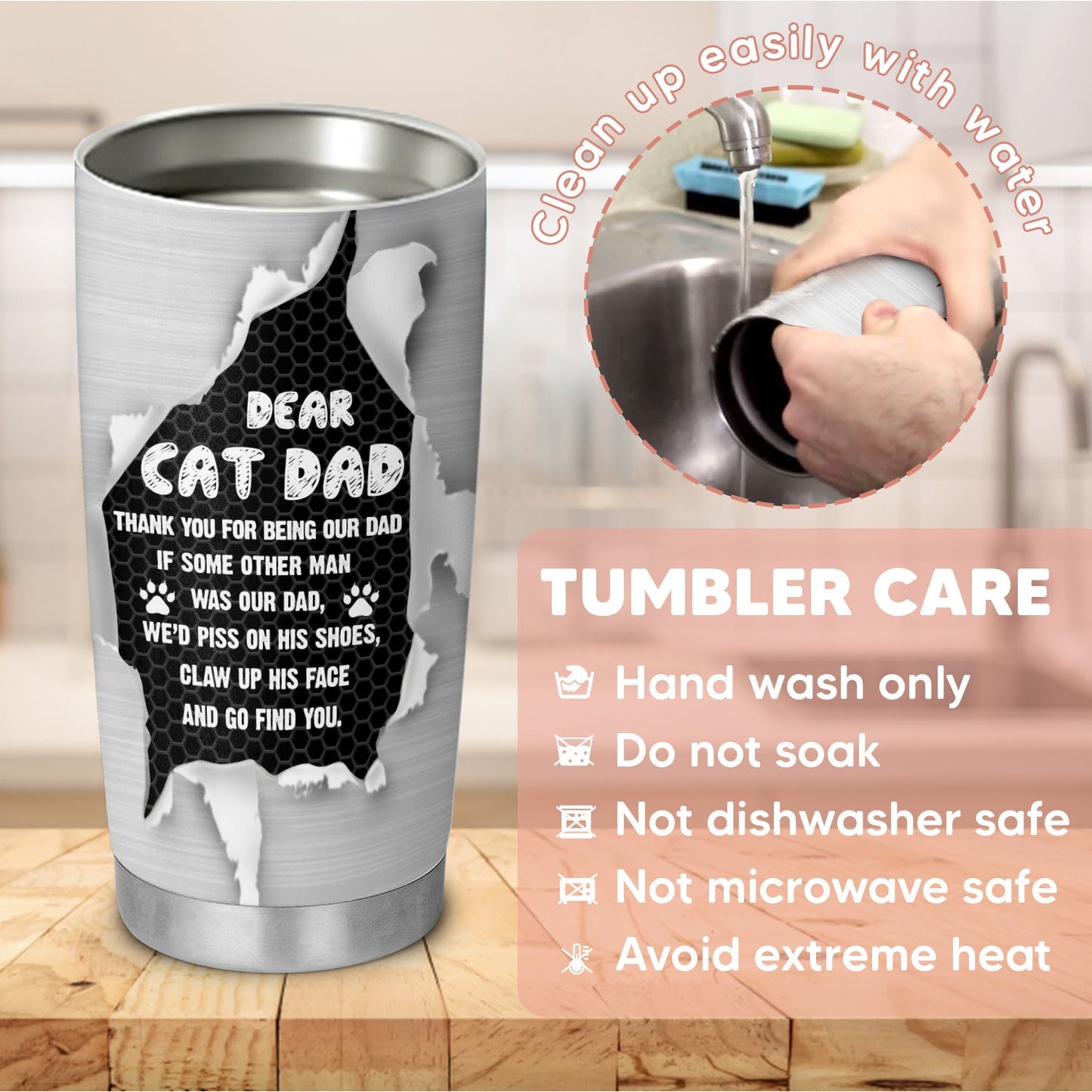 Happy Fathers Day To The Best Cat Dad Personalized Cat 20Oz Tumbler