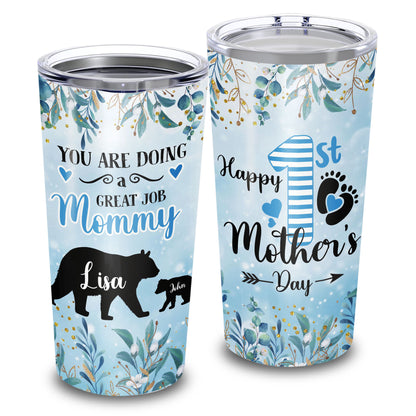 Mama Bear Happy 1st Mother's Day Personalized 20Oz Tumbler