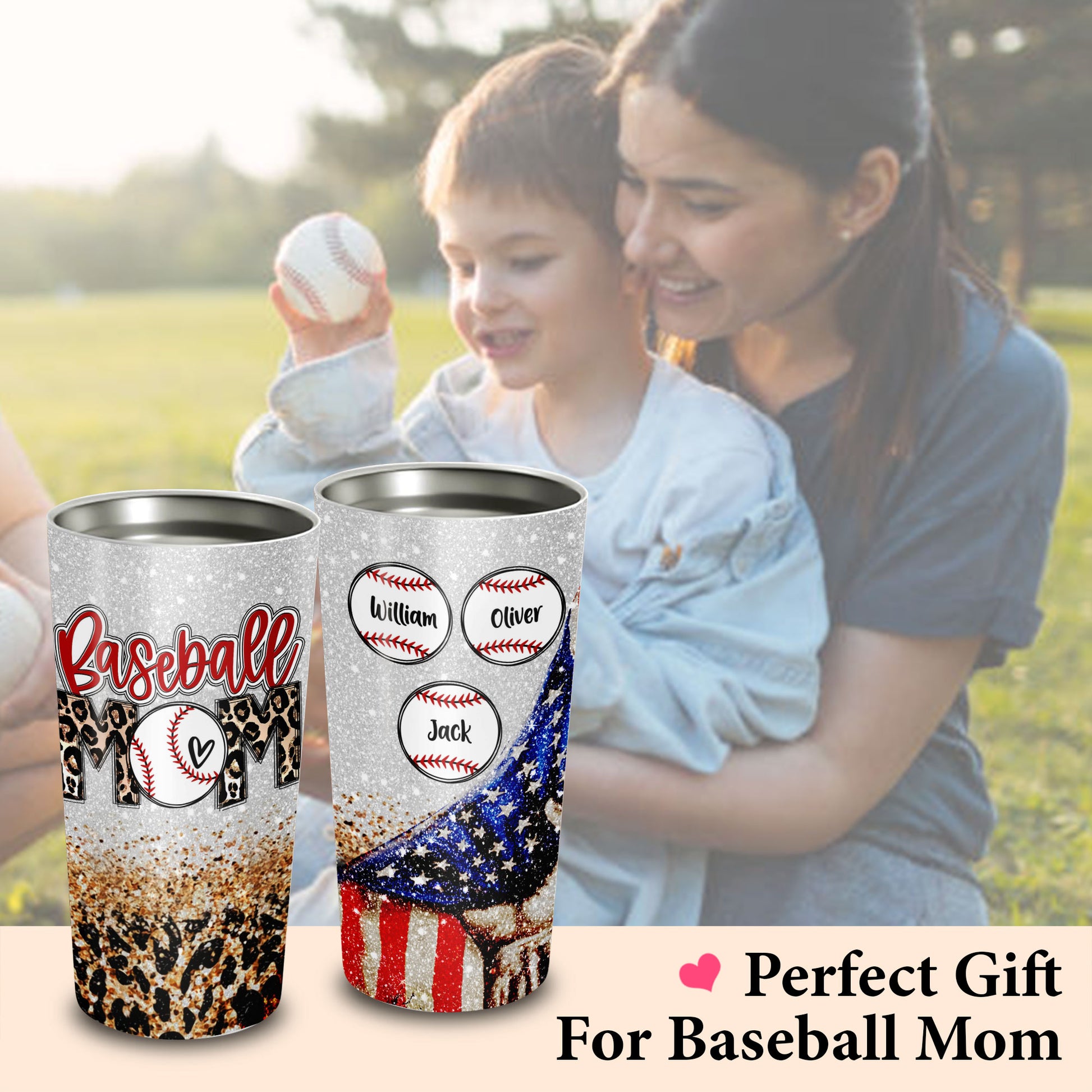 Baseball Mom Insulated Tumbler With Lid 20 Oz Stainless Steel