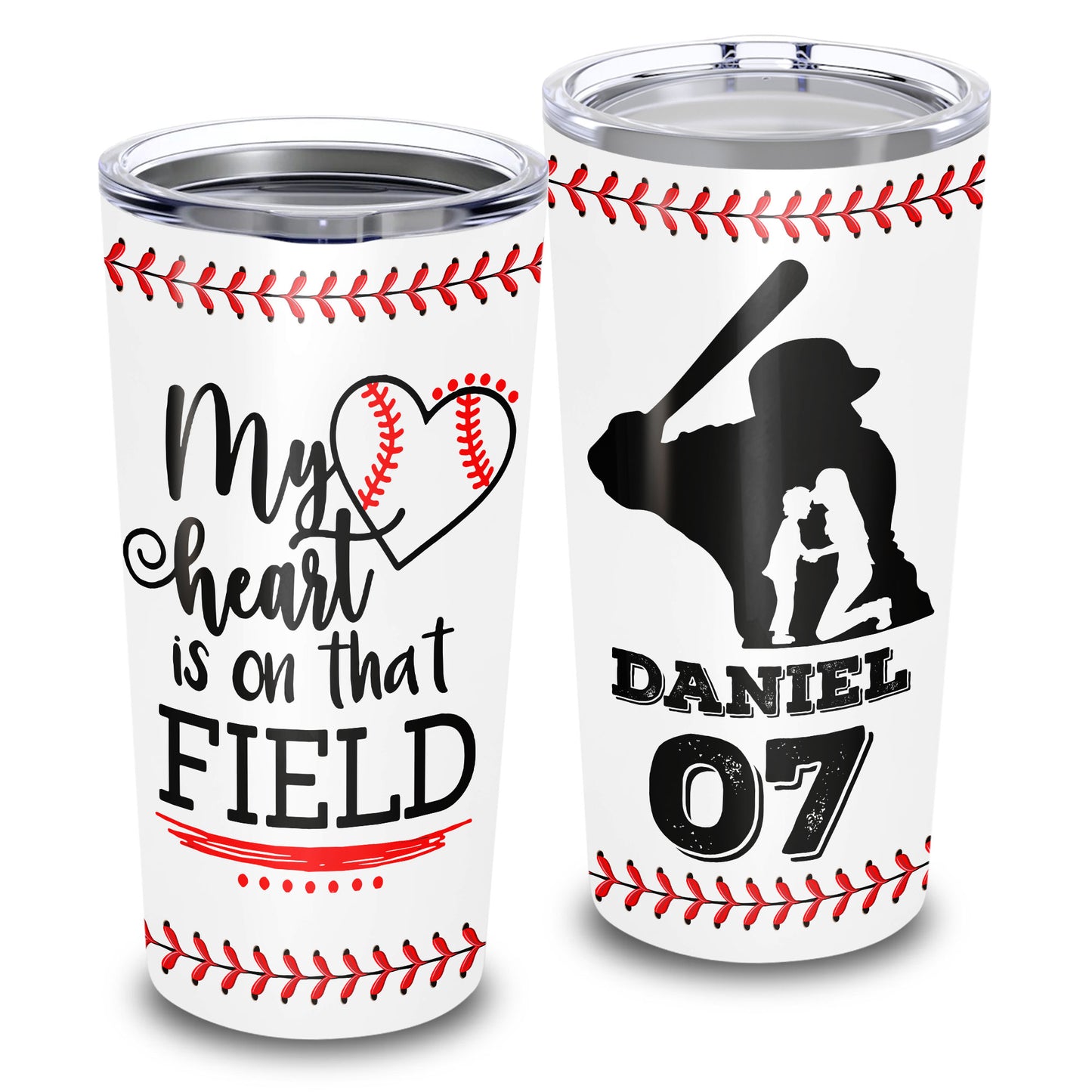 My Heart Is On That Field Custom Name & Number 20Oz Tumbler