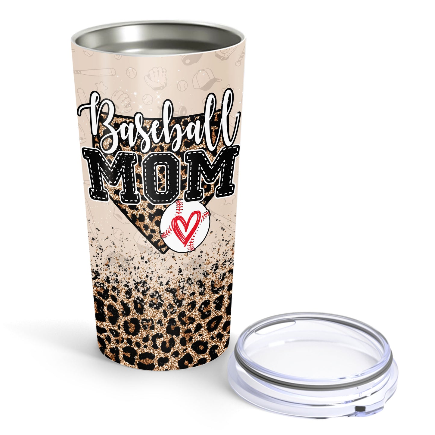 Baseball Mom Leopard Pattern Custom Name 20Oz Tumbler