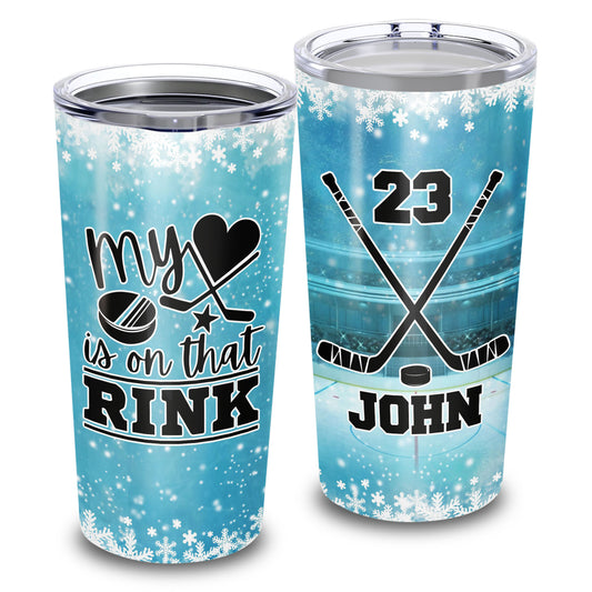 My Heart Is On That Rink Custom Name & Number 20Oz Tumbler