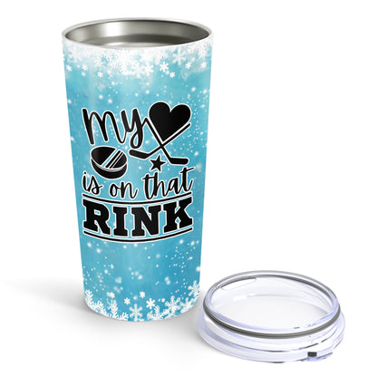 My Heart Is On That Rink Custom Name & Number 20Oz Tumbler