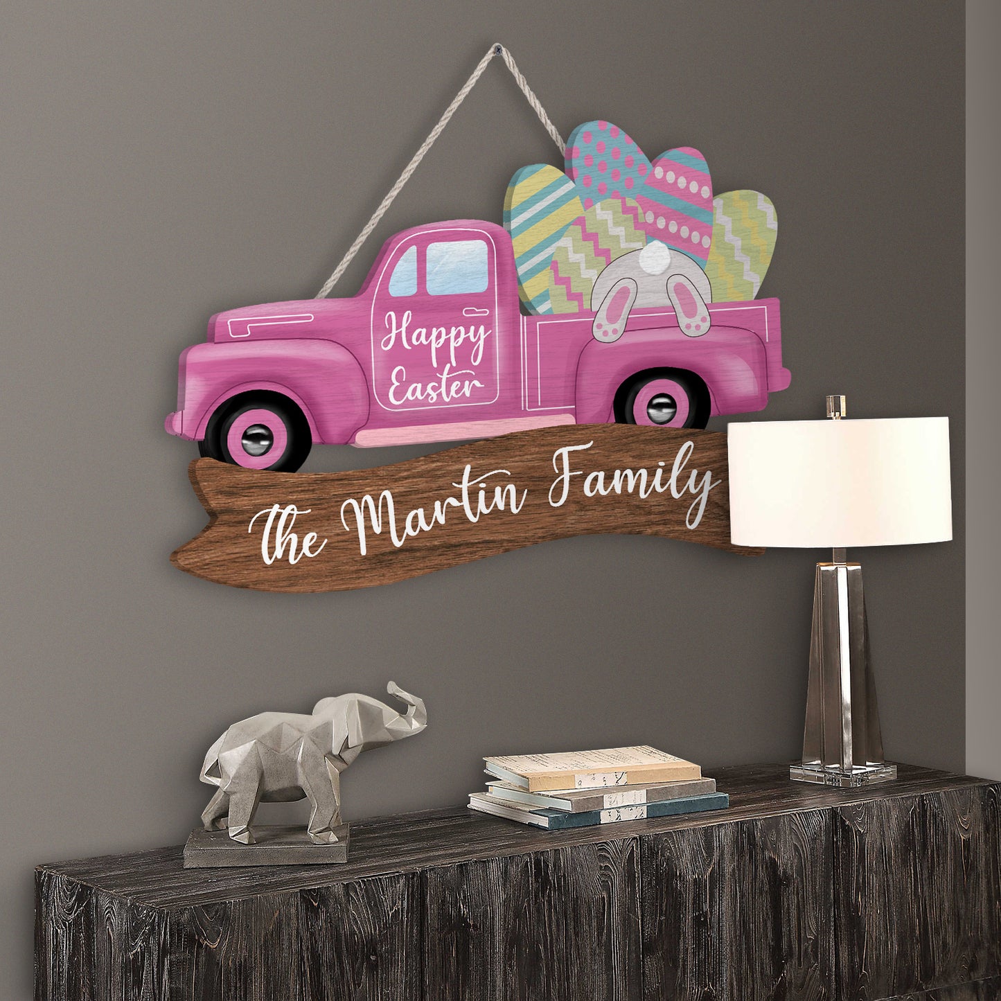 Custom Name Happy Easter Egg Decoration Wooden Sign Personalizedwitch