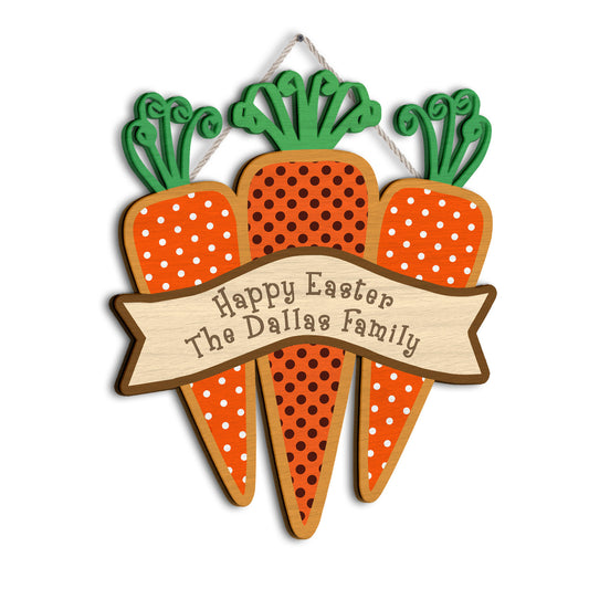 Custom Name Happy Easter Lovely Carrot Wooden Sign Personalizedwitch