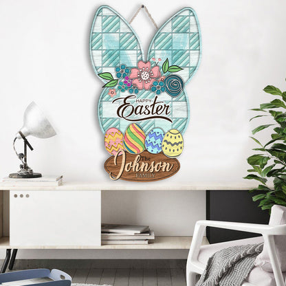 Happy Easter Rabbit Egg Family Decoration Wooden Sign Personalizedwitch