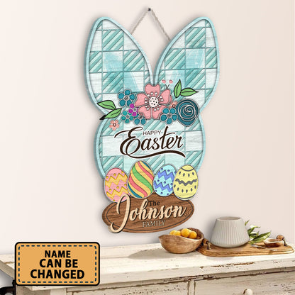 Happy Easter Rabbit Egg Family Decoration Wooden Sign Personalizedwitch