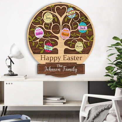 Custom Name Happy Easter Egg Tree Decoration Wooden Sign Personalizedwitch