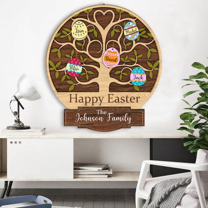Custom Name Happy Easter Egg Tree Decoration Wooden Sign Personalizedwitch