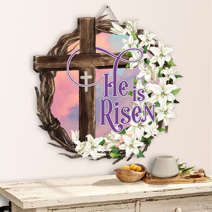 He Is Risen Easter Wooden Sign Personalizedwitch