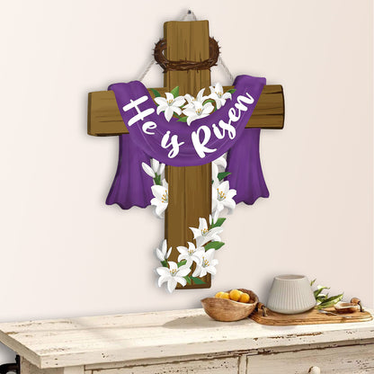 He Is Risen Easter Lily Flower Wooden Sign Personalizedwitch