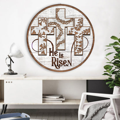 He Is Risen Cross Wooden Sign Personalizedwitch