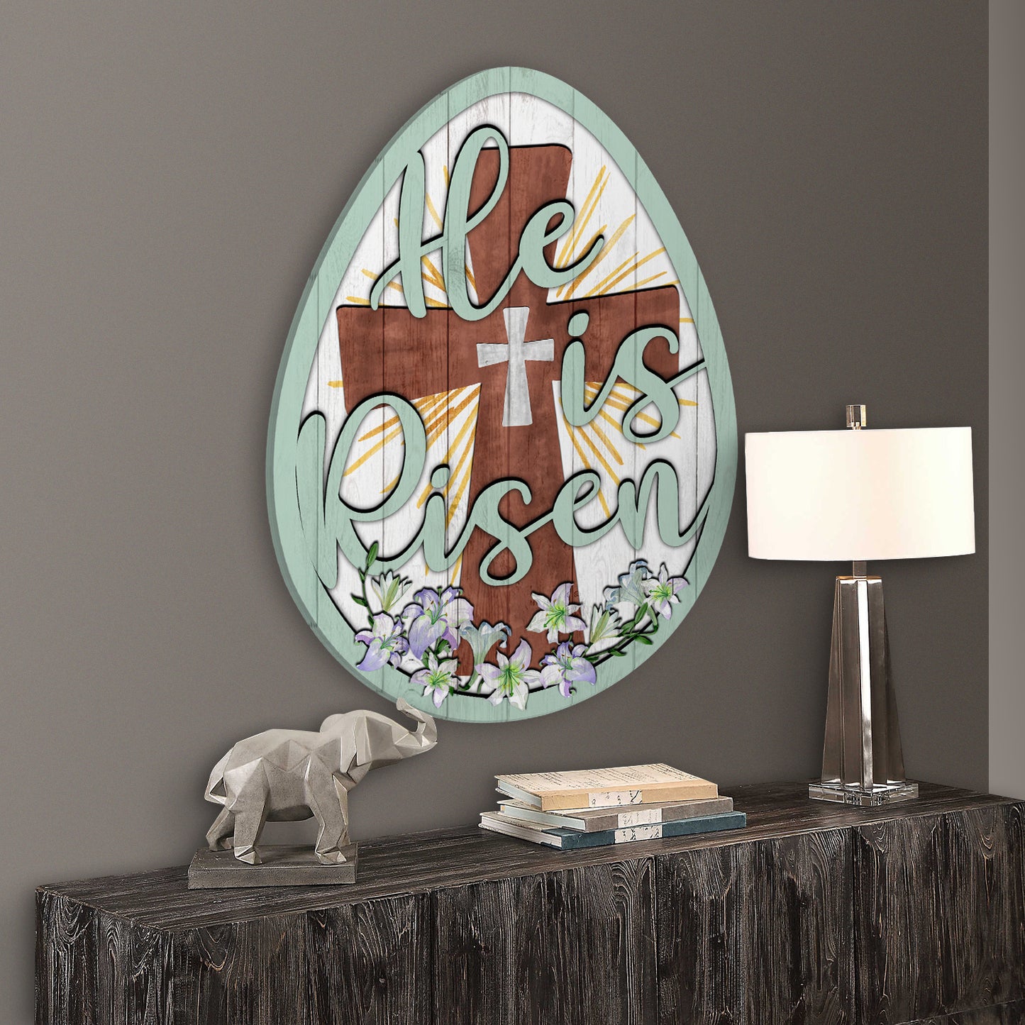 He Is Risen Easter Egg Decoration Wooden Sign Personalizedwitch