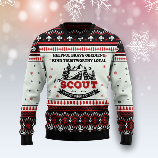 Scout Knows What Counts T2110 Ugly Christmas Sweater