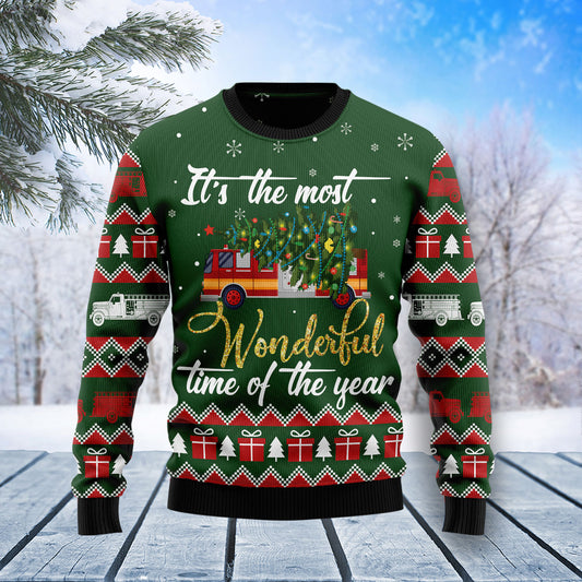 Firefighter Wonderful Time T2110 Ugly Christmas Sweater