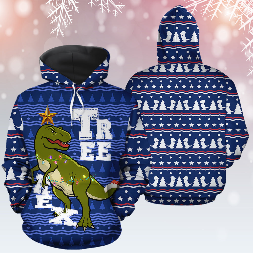T-rex Tree Christmas T2411 unisex womens & mens, couples matching, friends, funny family sublimation 3D hoodie christmas holiday gifts (plus size available)