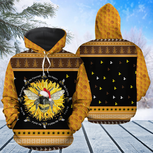 Bee Sunflower T2511 unisex womens & mens, couples matching, friends, funny family sublimation 3D hoodie christmas holiday gifts (plus size available)
