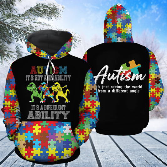 Dinosaur Autism T2611 unisex womens & mens, couples matching, friends, funny family sublimation 3D hoodie christmas holiday gifts (plus size available)