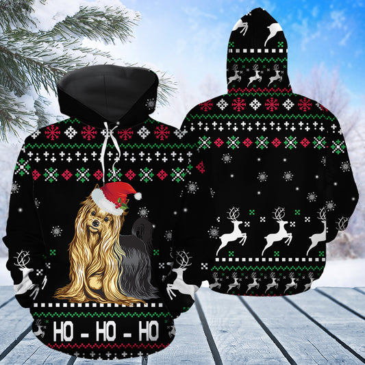 Yorkshire Terrier Hohoho T3011 unisex womens & mens, couples matching, friends, funny family sublimation 3D hoodie christmas holiday gifts (plus size available)
