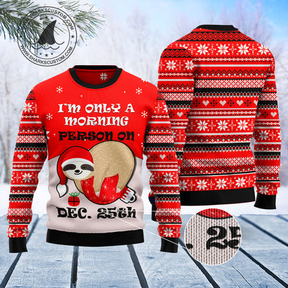 Sloth Morning T2810 Ugly Christmas Sweater unisex womens & mens, couples matching, friends, funny family sweater gifts (plus size available)