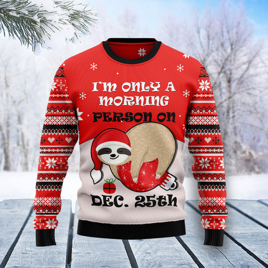 Sloth Morning T2810 Ugly Christmas Sweater unisex womens & mens, couples matching, friends, funny family sweater gifts (plus size available)
