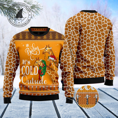 Giraffe Baby It‘s Cold Outside T2910 Ugly Christmas Sweater