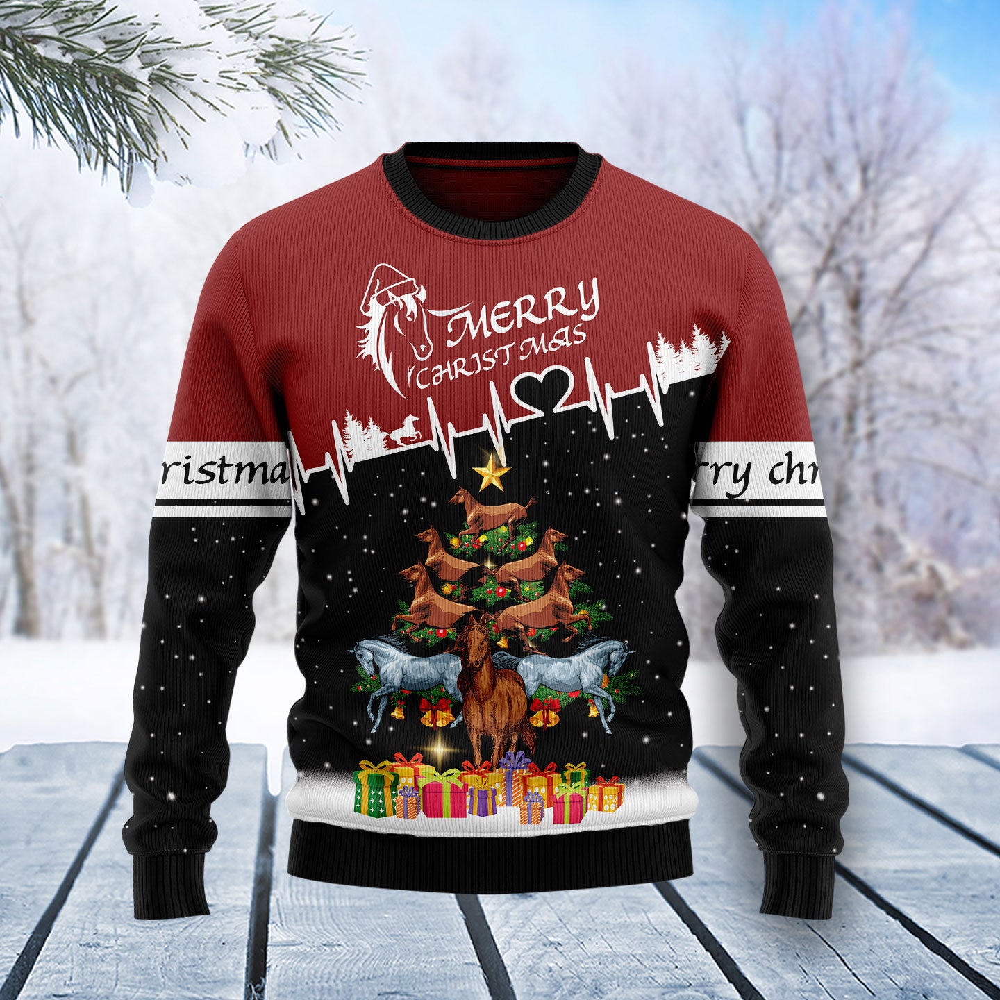 Horse Christmas Tree T2810 Ugly Christmas Sweater