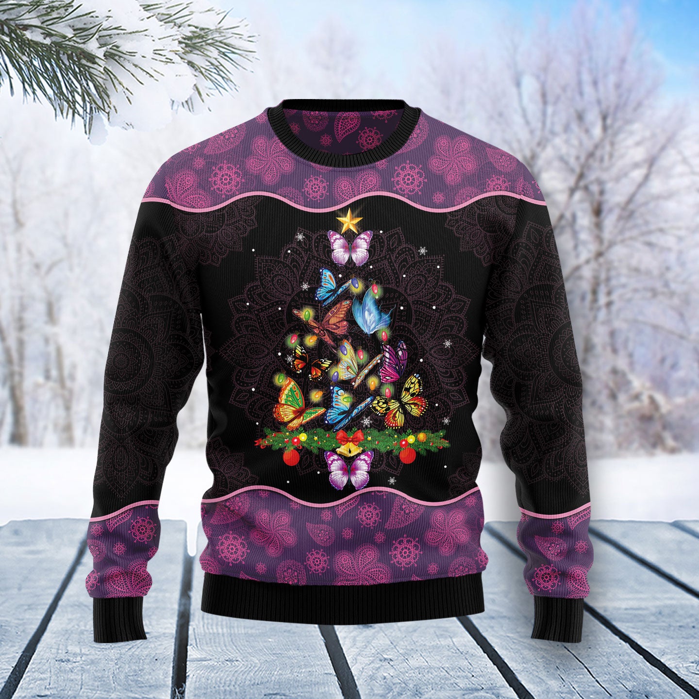 Butterfly Christmas Tree T2910 Ugly Christmas Sweater