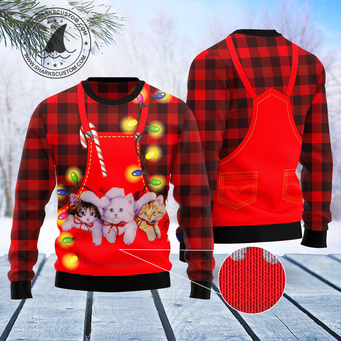 Cat Pocket Christmas T0211 Ugly Christmas Sweater